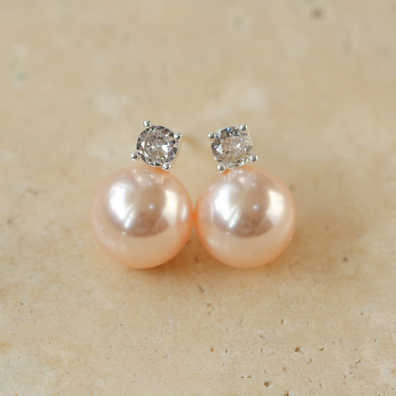 10mm Swarovsk Pearl Zirconia Stone Earrings