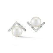 14kt Gold Right Angle Pearl Stud