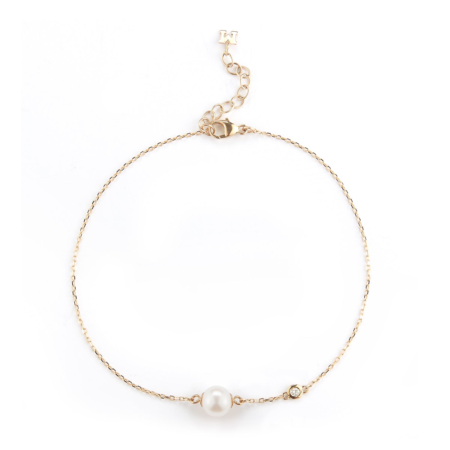 14kt Gold Pearl and Diamond Dot Bracelet