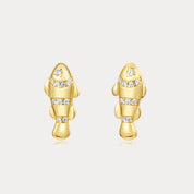 Gold Fish Stud Earrings