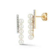 14kt Gold Diamond and Pearl Bypass Earring