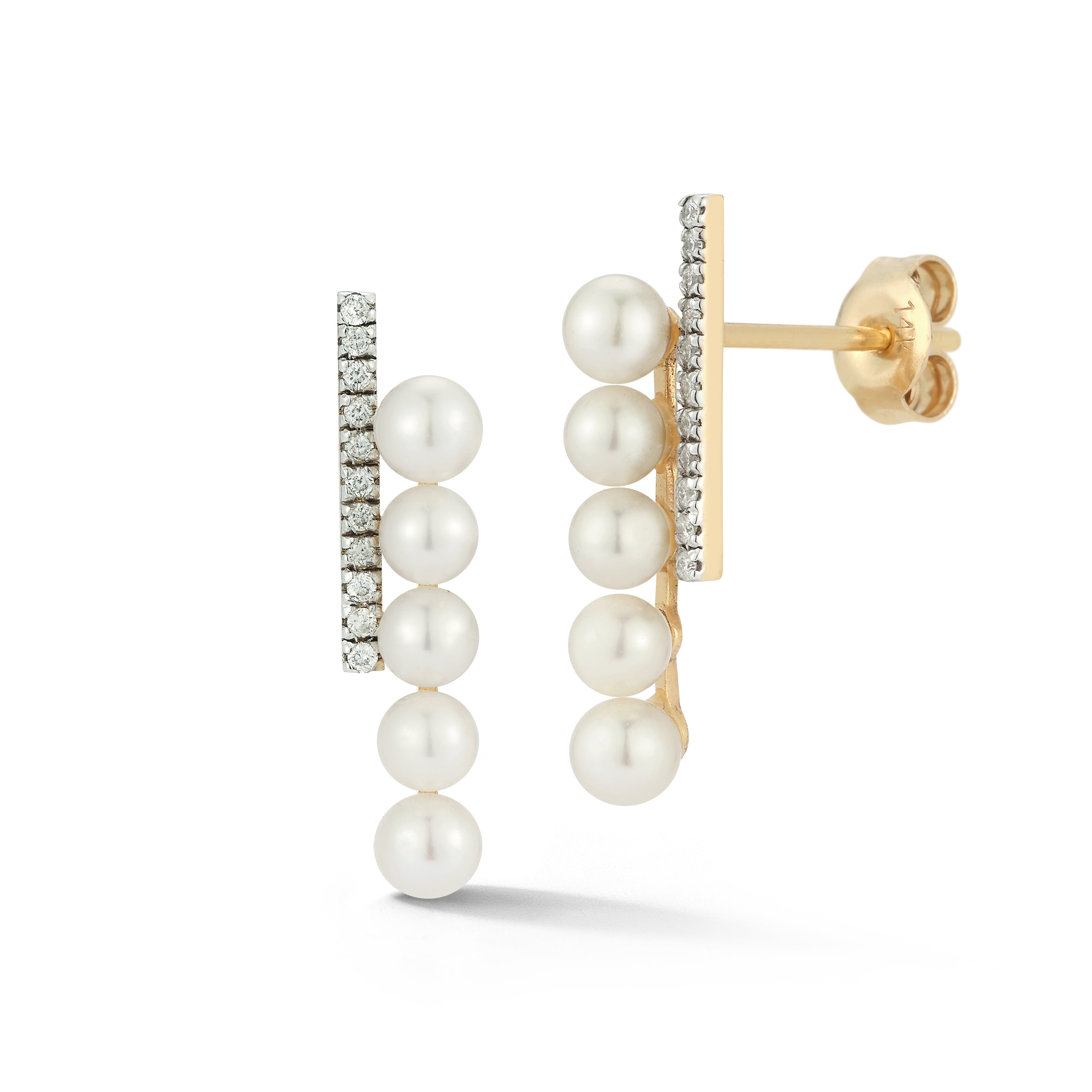 14kt Gold Diamond and Pearl Bypass Earring