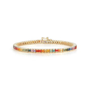 14kt Men's Rainbow Sapphire Tennis Bracelet