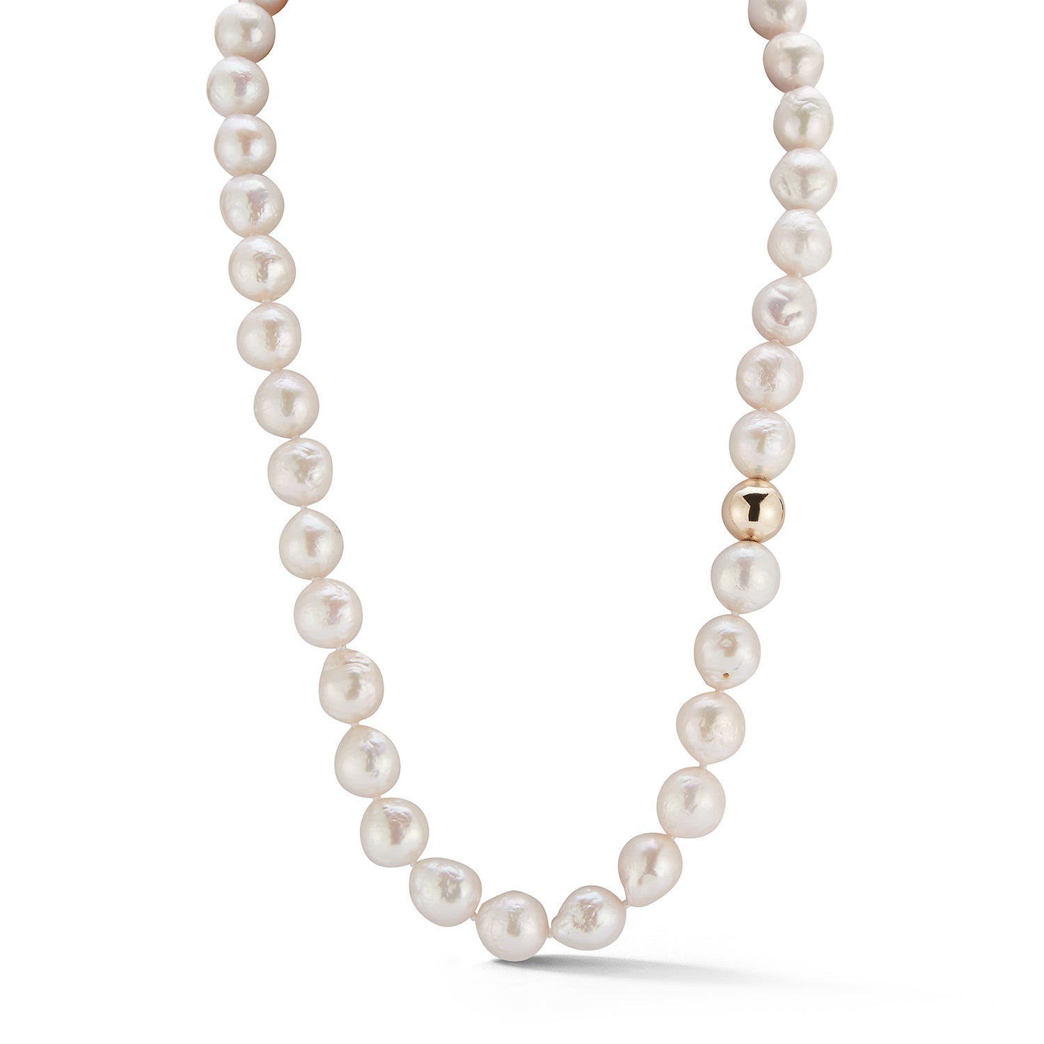 14kt Baroque Pearl with Gold Dot Necklace