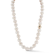 14kt Baroque Pearl with Gold Dot Necklace