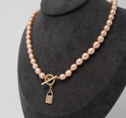 Freshwater Pearls Lock Pendant Necklace