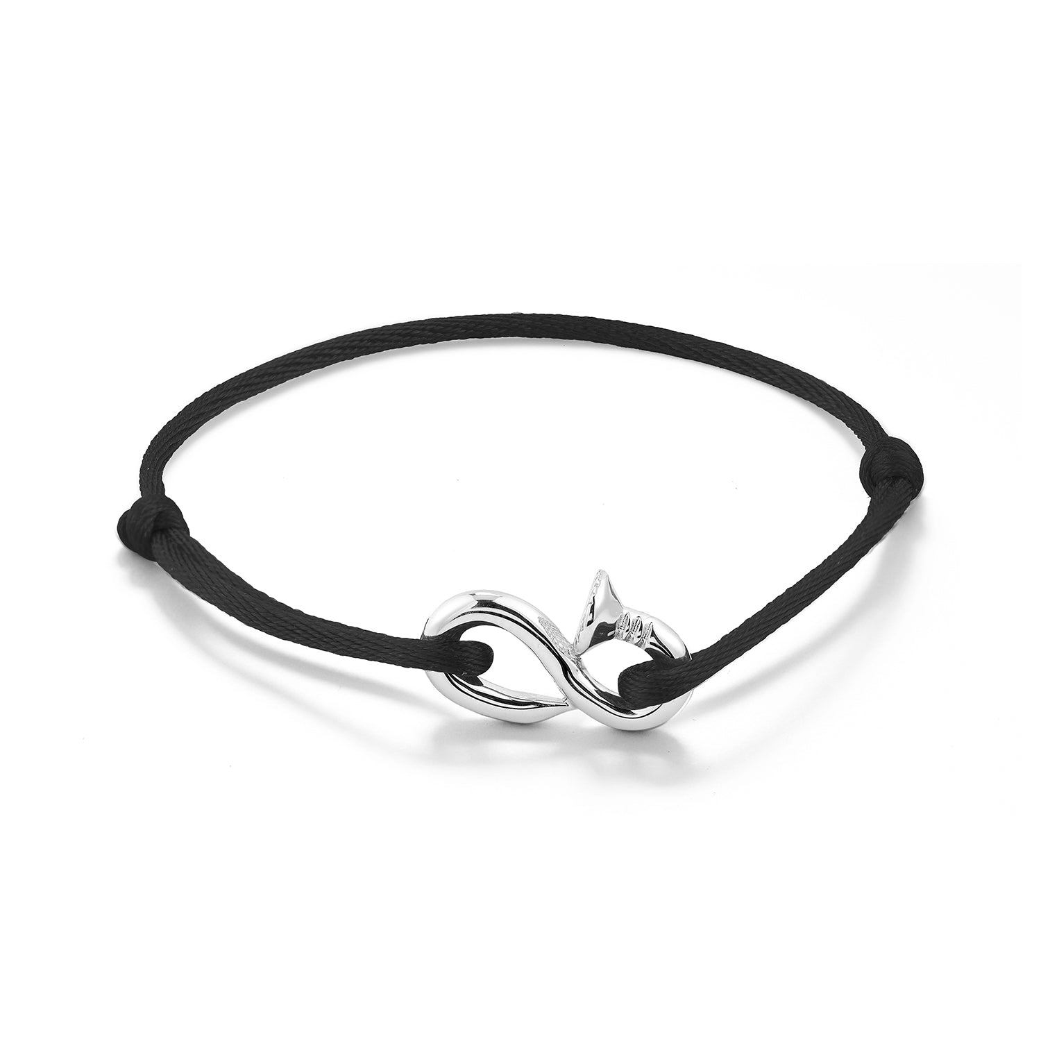 Bent Nail on Black Nylon Cord Bracelet