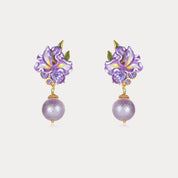 Iris Flower Earrings with Czech Gemstones