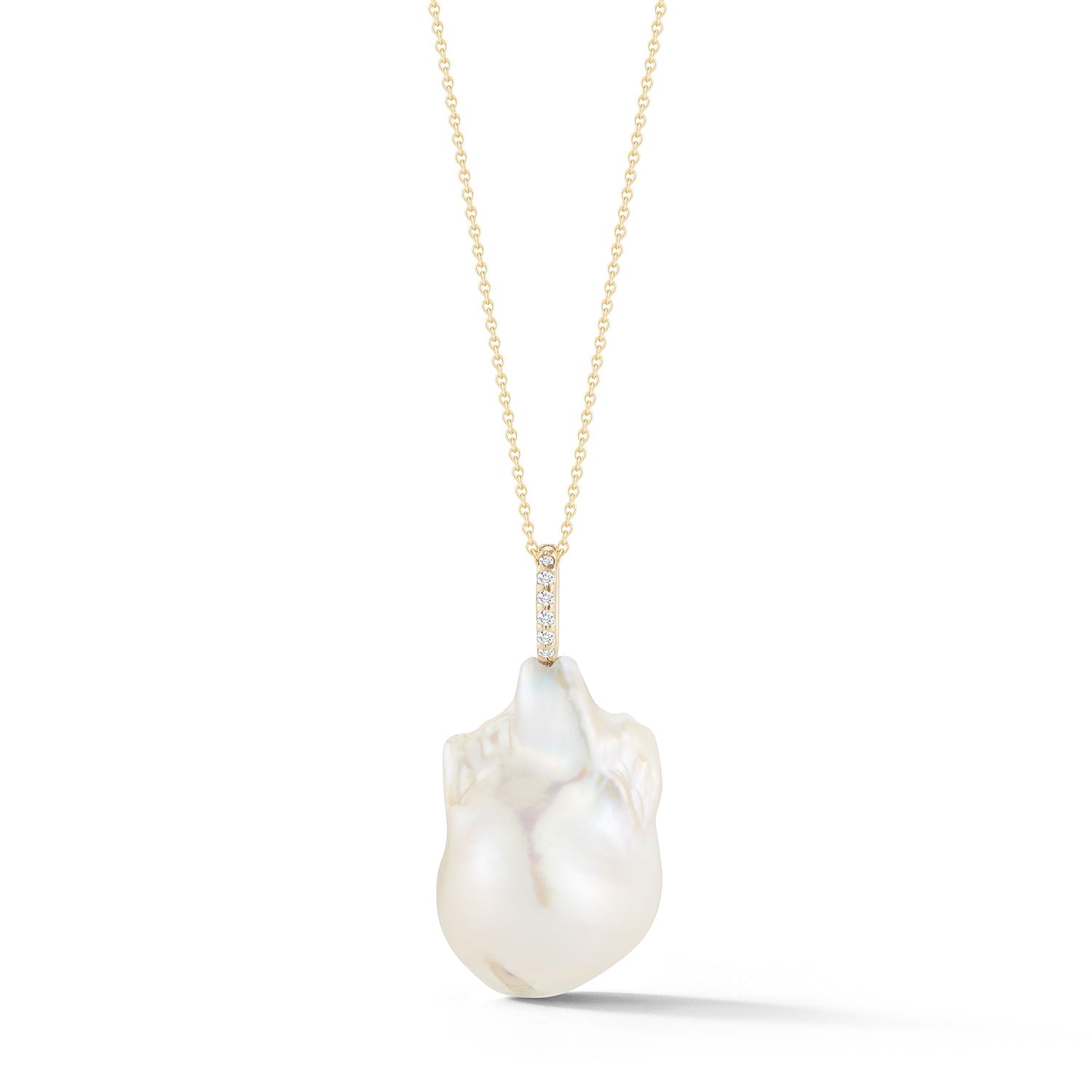 14kt Gold and Diamonds Baroque Pearl Necklace