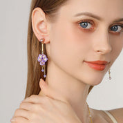 Iris Flower Crystal Drop Earrings