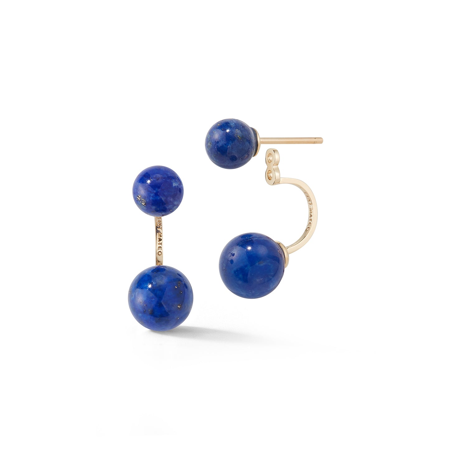 14kt Gold Lapis  Ear Jacket Earrings