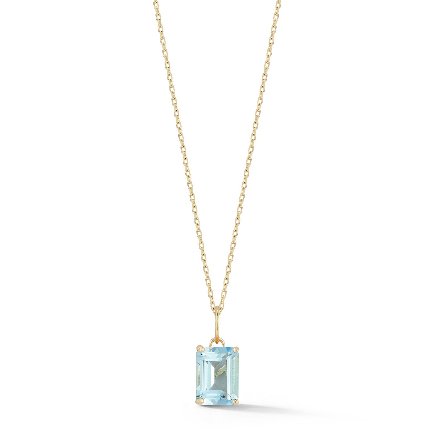 14kt Emerald Cut Blue Topaz Necklace