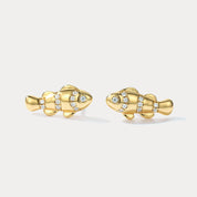 Gold Fish Stud Earrings