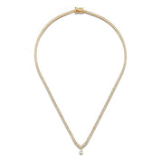 14kt V Diamond Tennis Necklace with Diamond Pear Drop