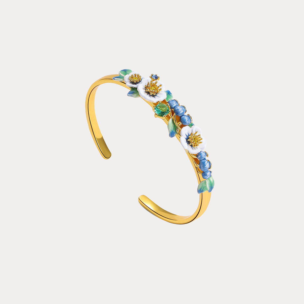 Blueberry Flower Cuff Bracelet