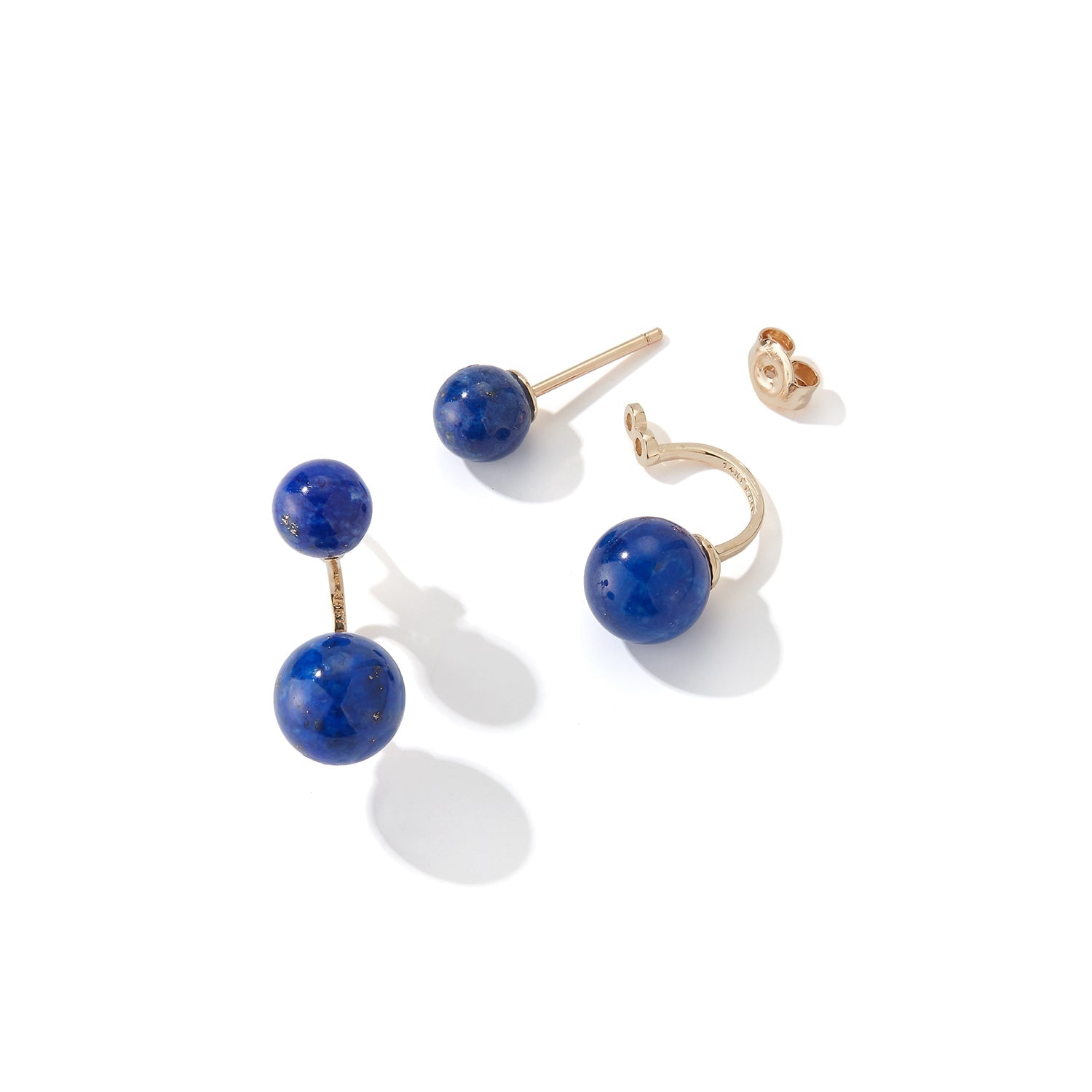 14kt Gold Lapis  Ear Jacket Earrings