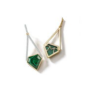 14kt Suspended Malachite Pentagon Earrings