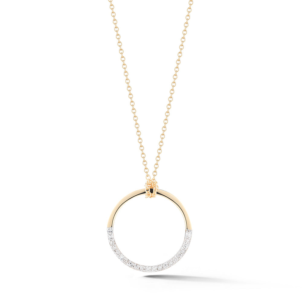 14kt Gold Medium Halfmoon pendant with diamonds