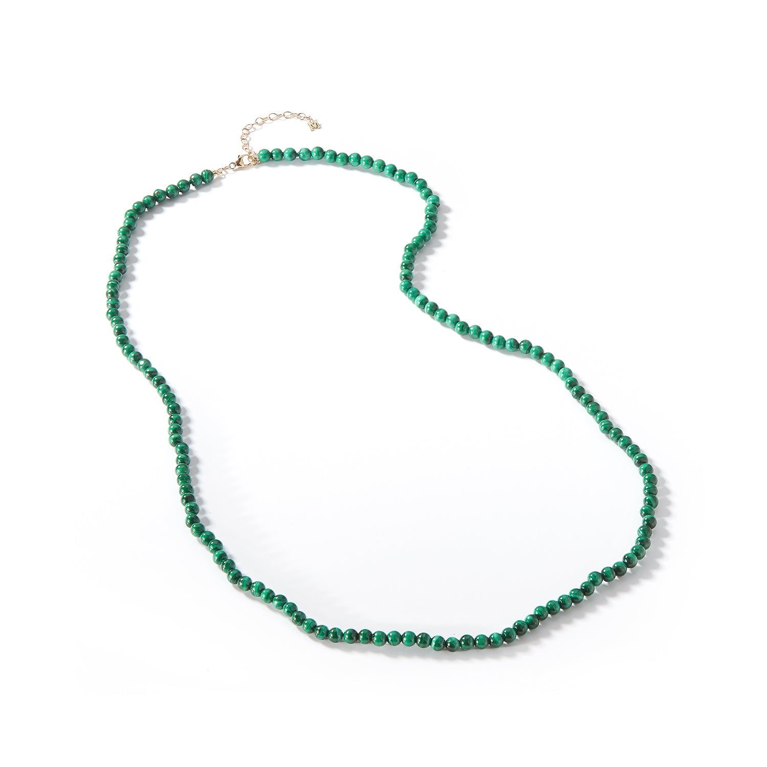 14kt Malachite Beaded Necklace 22"