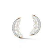 14kt Gold Pearl Crescent Moon Earring