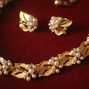 Vintage Leaf Pearls Necklace,Bracelet and Earrings Set (Purchase Individually)