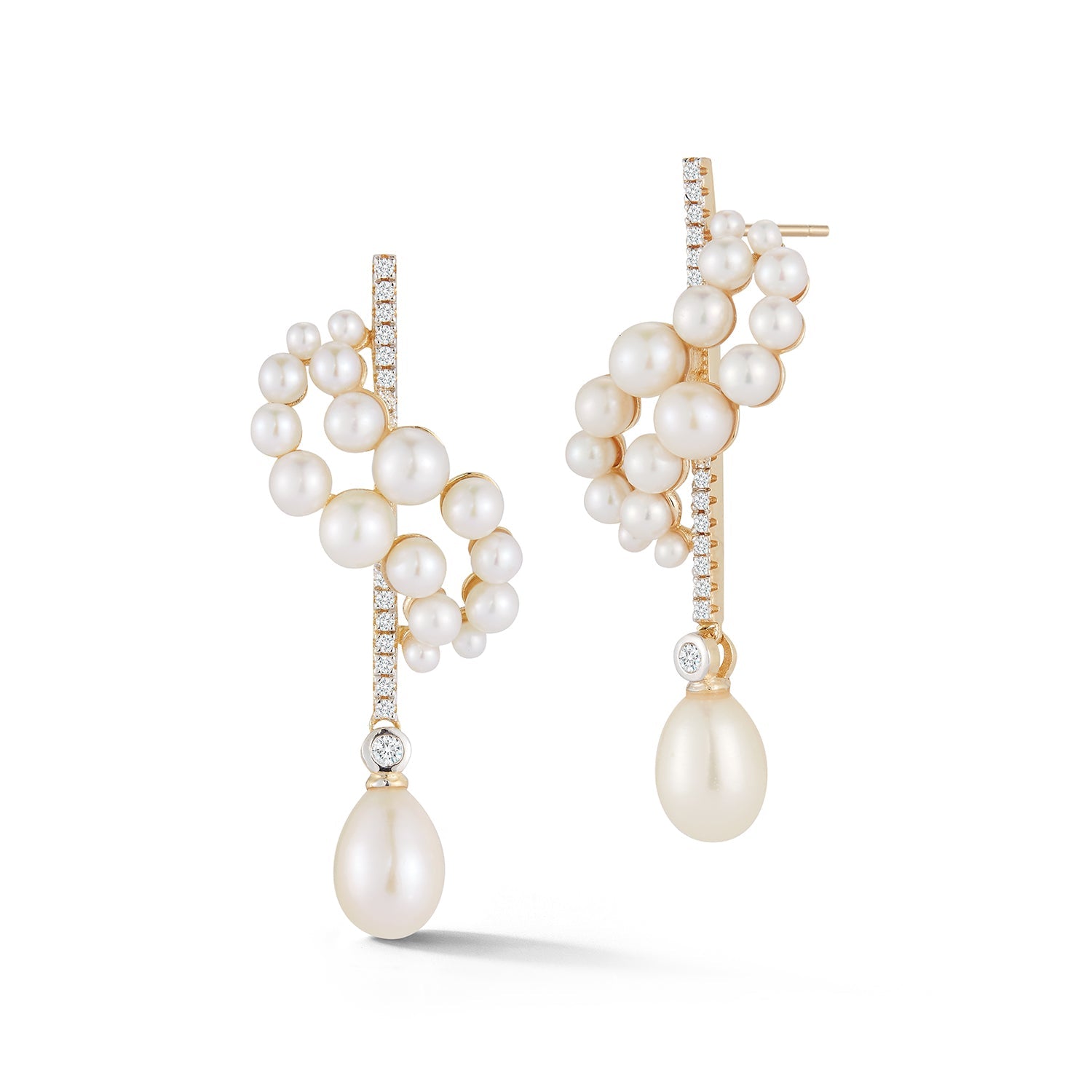 14kt Gold Pearl Curve Form Earrings