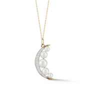 14kt Gold Pearl Crescent Moon Necklace