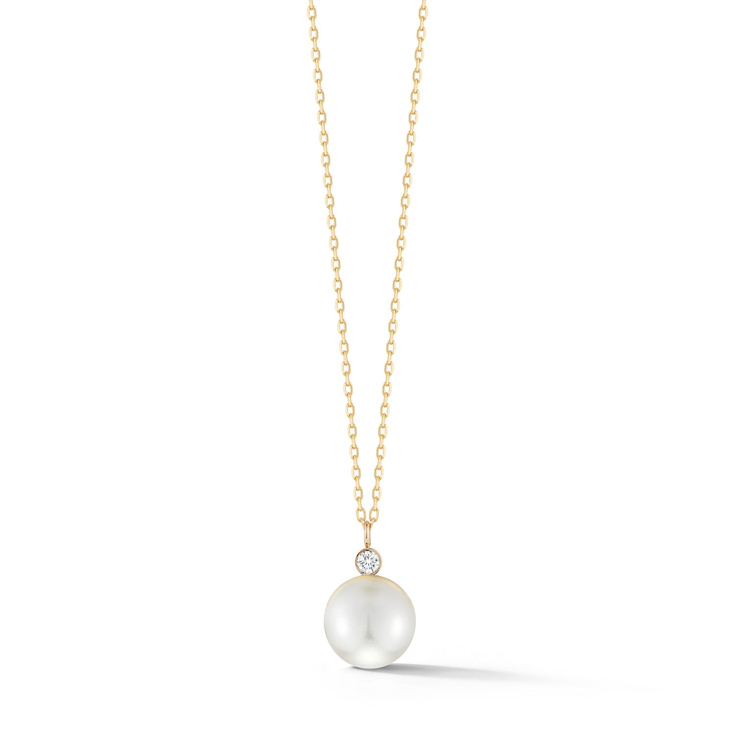 14kt Gold Pearl and Diamond Dot Necklace