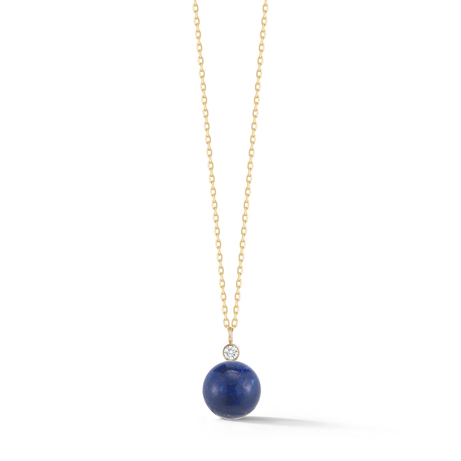 14kt Gold Lapis and Diamond Dot Necklace