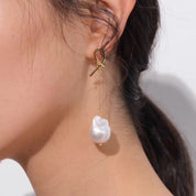 Freshwater Baroque Pearl Knot Long Earrings