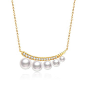 Crescent Moon Pearl Gradient Necklace