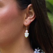 White Crown Pink Pearl Drop Earring