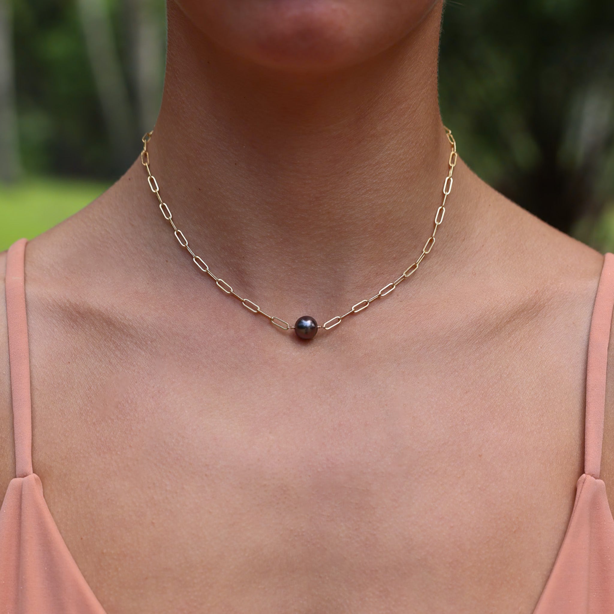 Tahitian Pearl Paperclip Choker