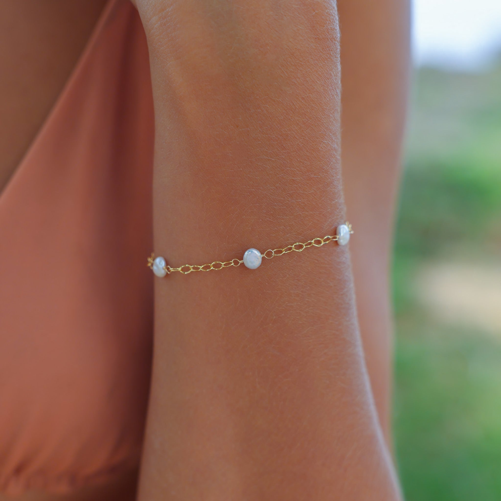 Aileen White Keshi Pearl Bracelet