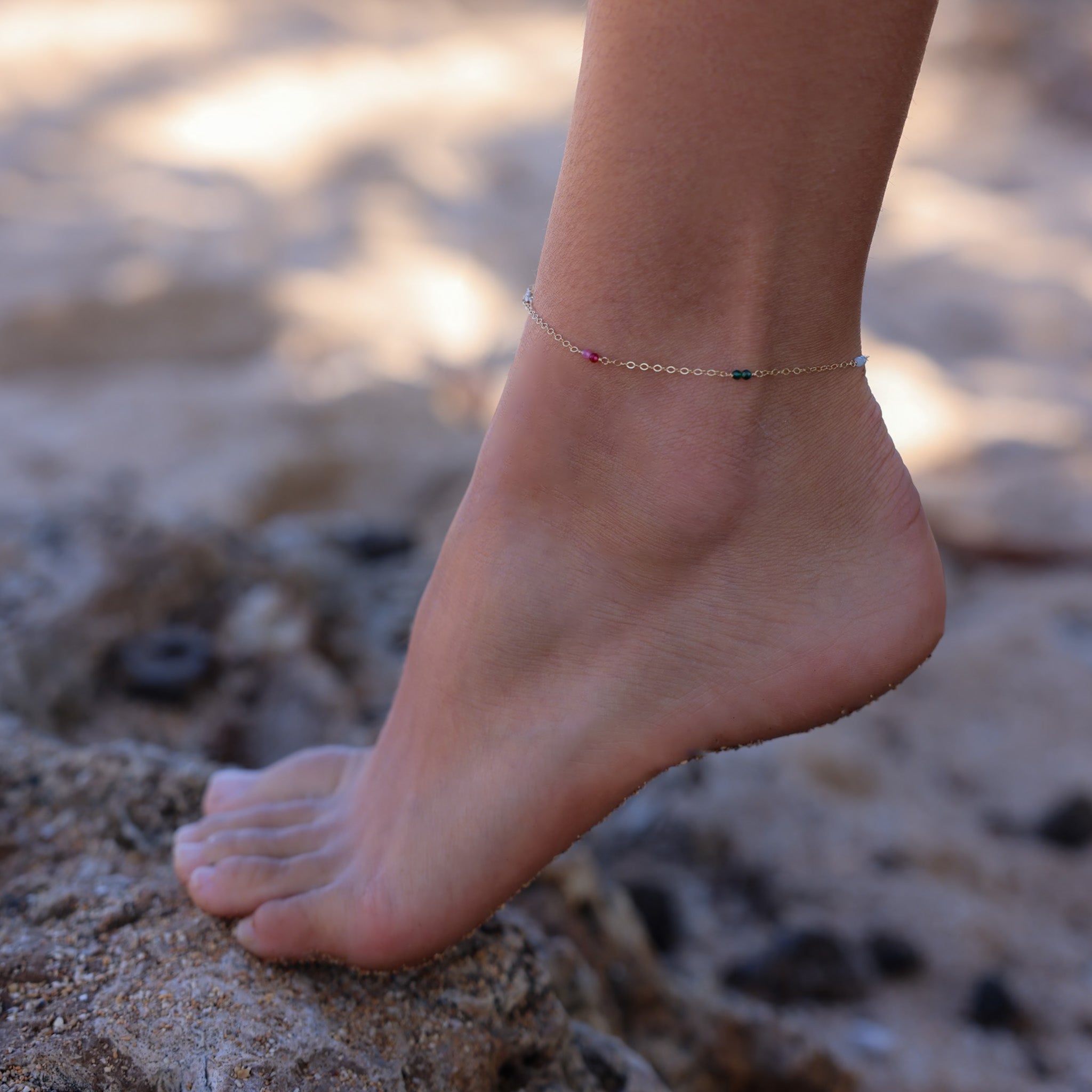 Rainbow Gemstone Anklet