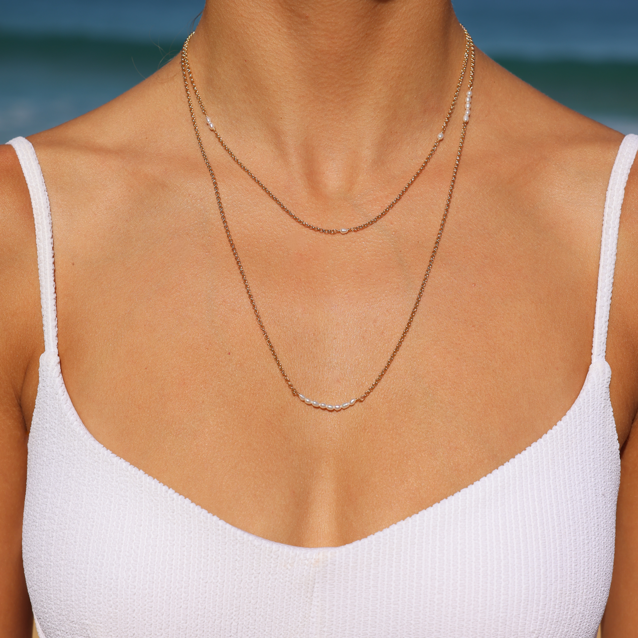 Golden Ratio White Keshi Pearl Necklace