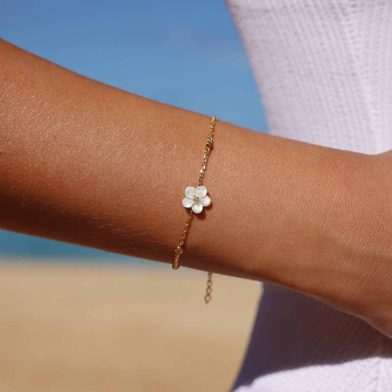 Plumeria Mother of Pearl Bracelet