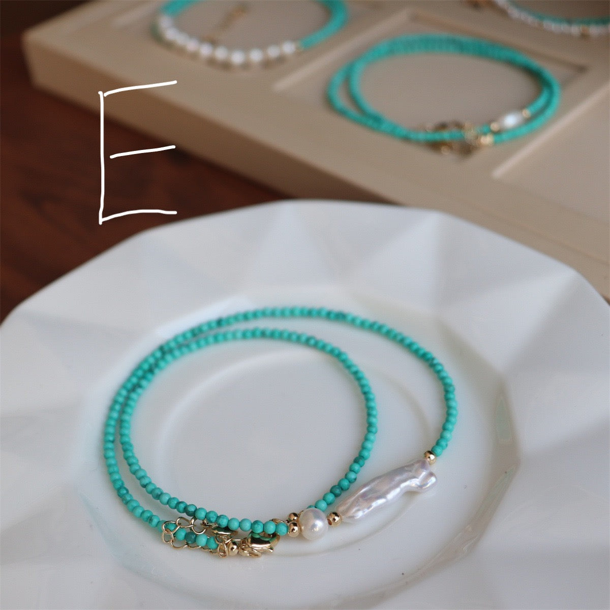 Fresh Turquoise and Freshwater Pearl Necklace with Agate Beads