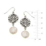 Bee Intaglio + Pearl Drop Earrings