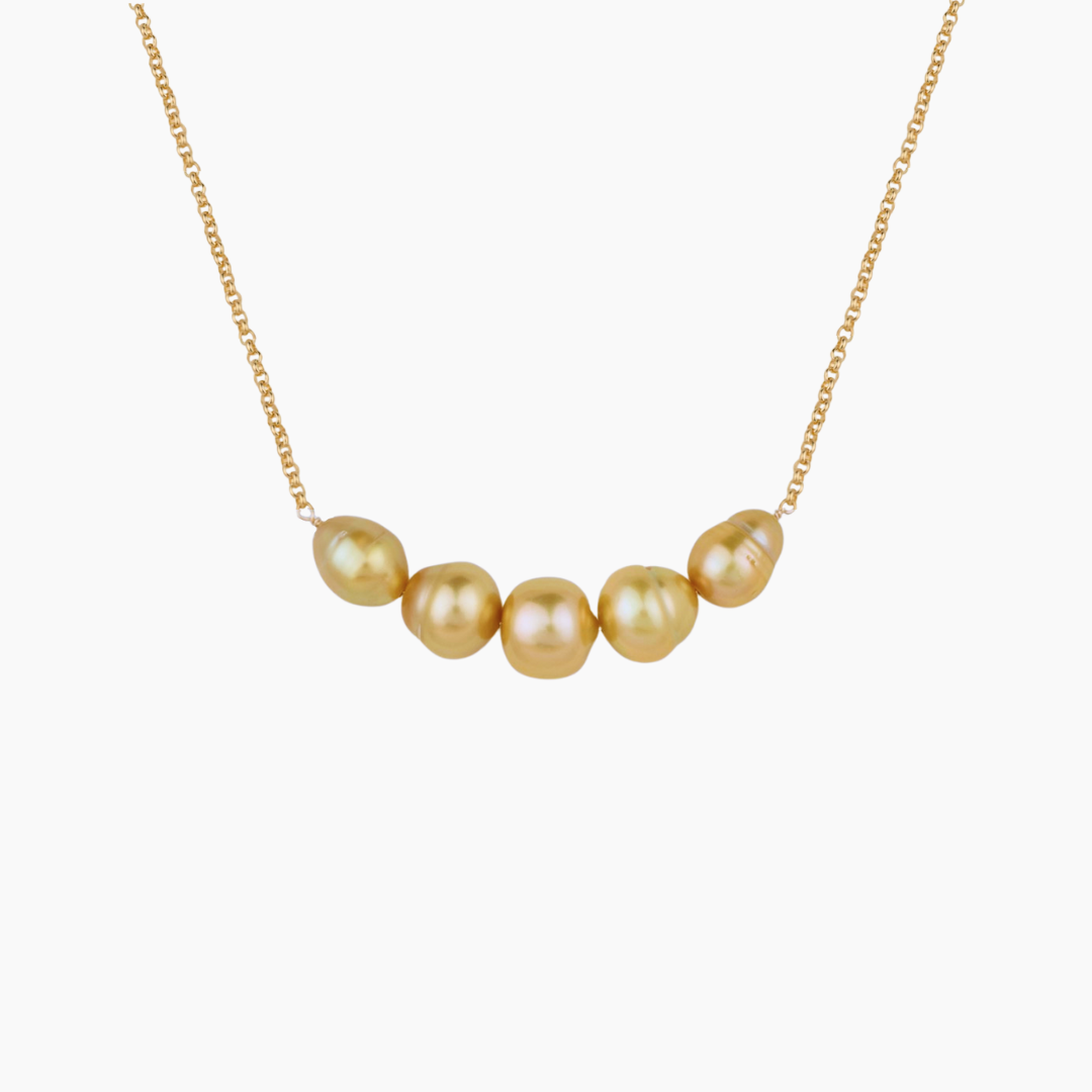 24kt Golden South Sea Pearl Bar Necklace