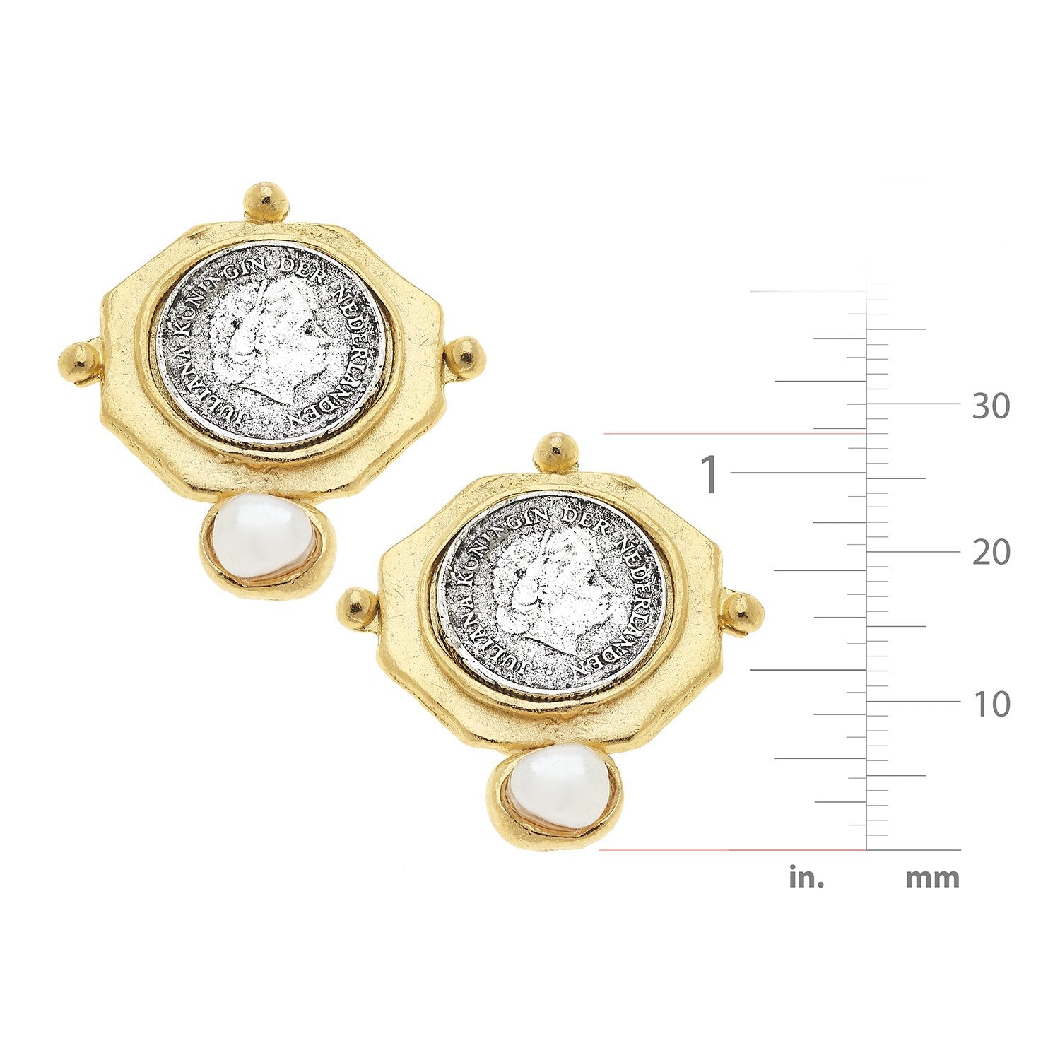 Dutch Coin and Pearl Studs