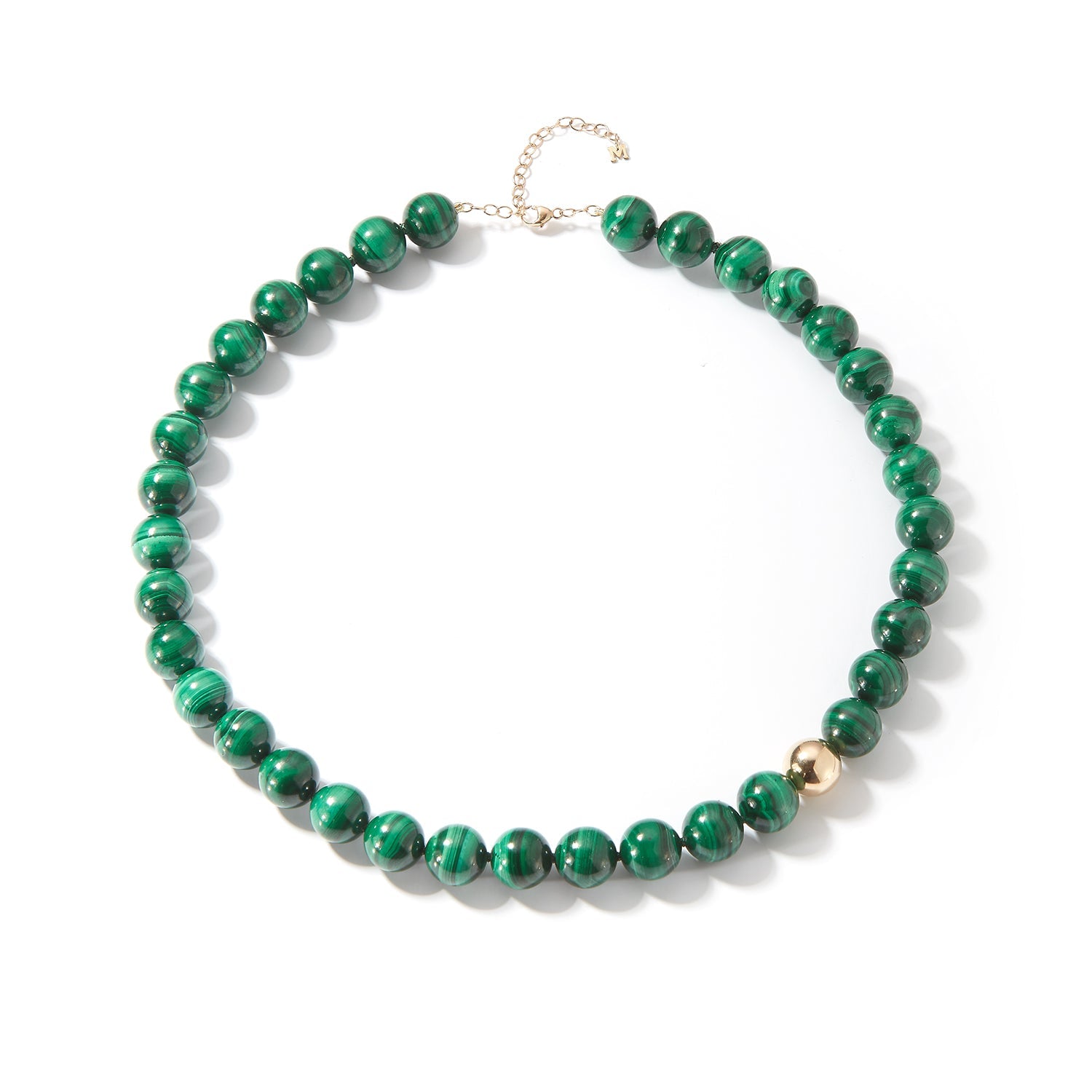 14kt Malachite with Gold Dot Necklace