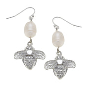 Bee + Pearl Wire Drop Earrings