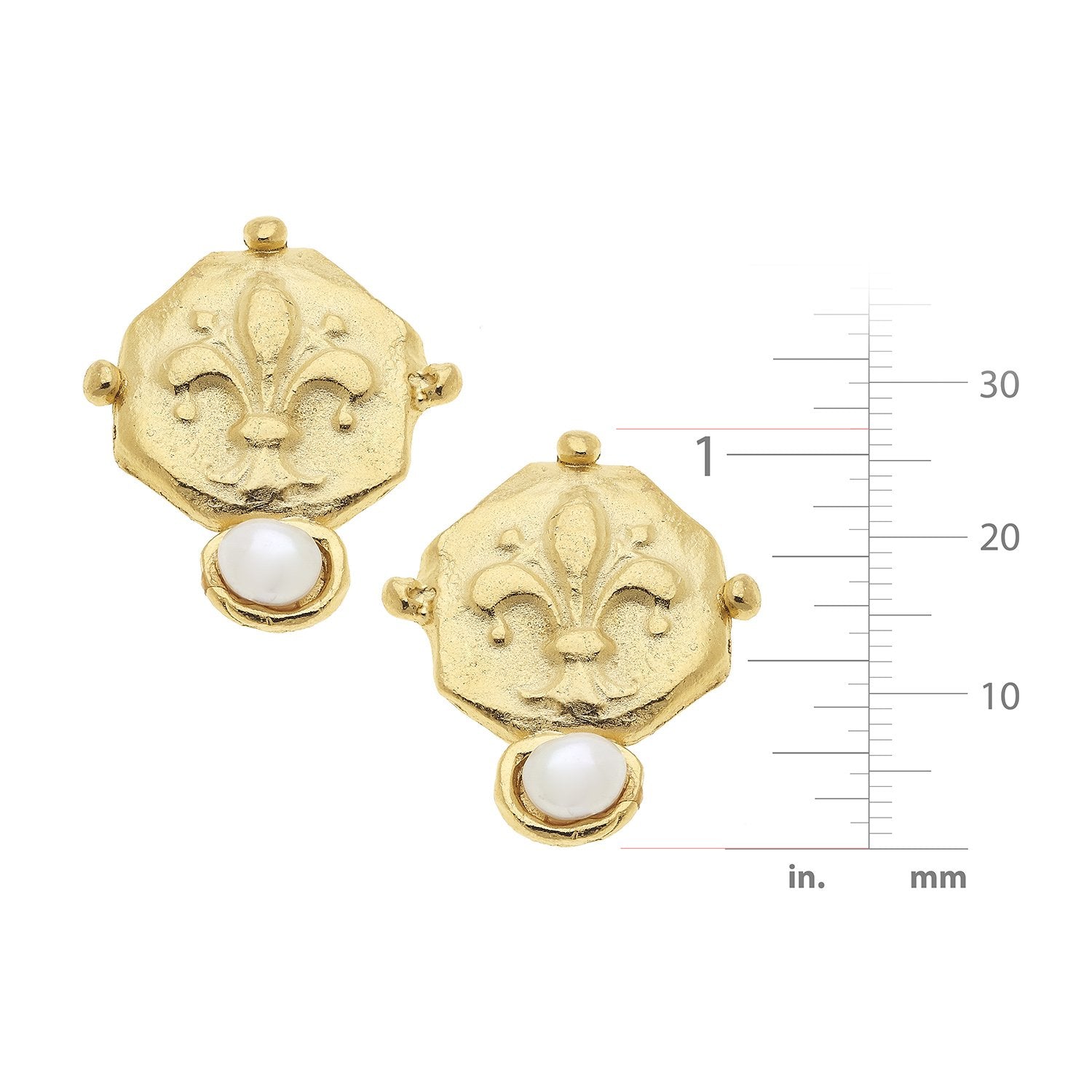 Fleur De Lis Pearl Studs