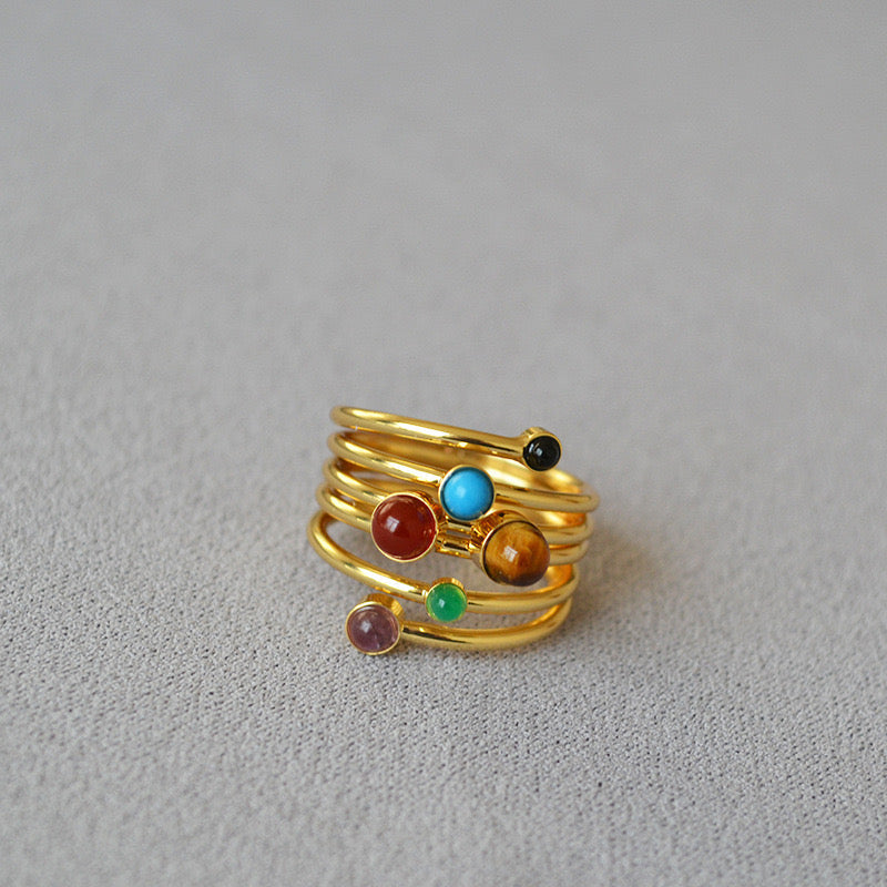 Twisted Gemstone Layered Ring