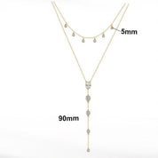 Double-Layer Zirconia Y-Shaped Necklace