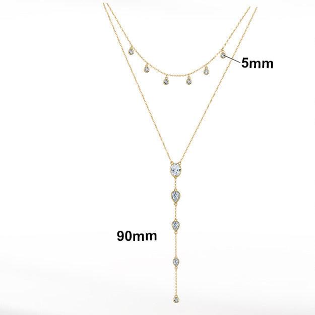 Double-Layer Zirconia Y-Shaped Necklace