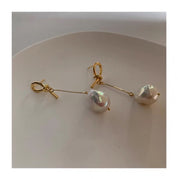 Freshwater Baroque Pearl Knot Long Earrings