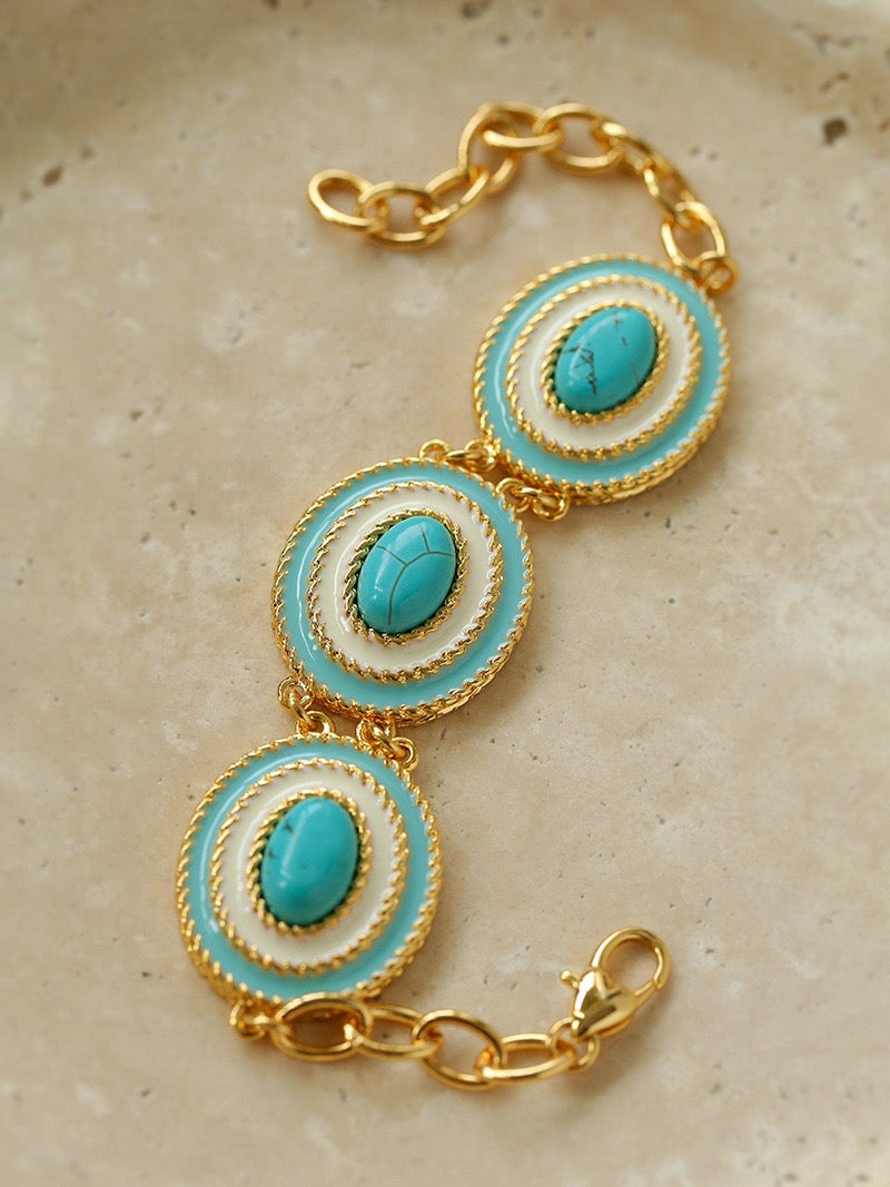 Turquoise Oval Earring and Necklace Set (Purchase Individually)