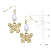 Gold Butterfly + Pearl Tier Earrings